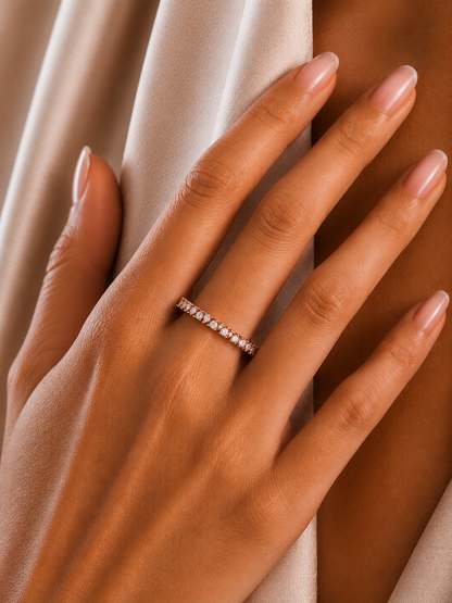 Minimalist 0.30 CT Round-Cut Labgrown Diamond Half Eternity Band Ring for Stacking - HIGHCARAT DIAMONDS