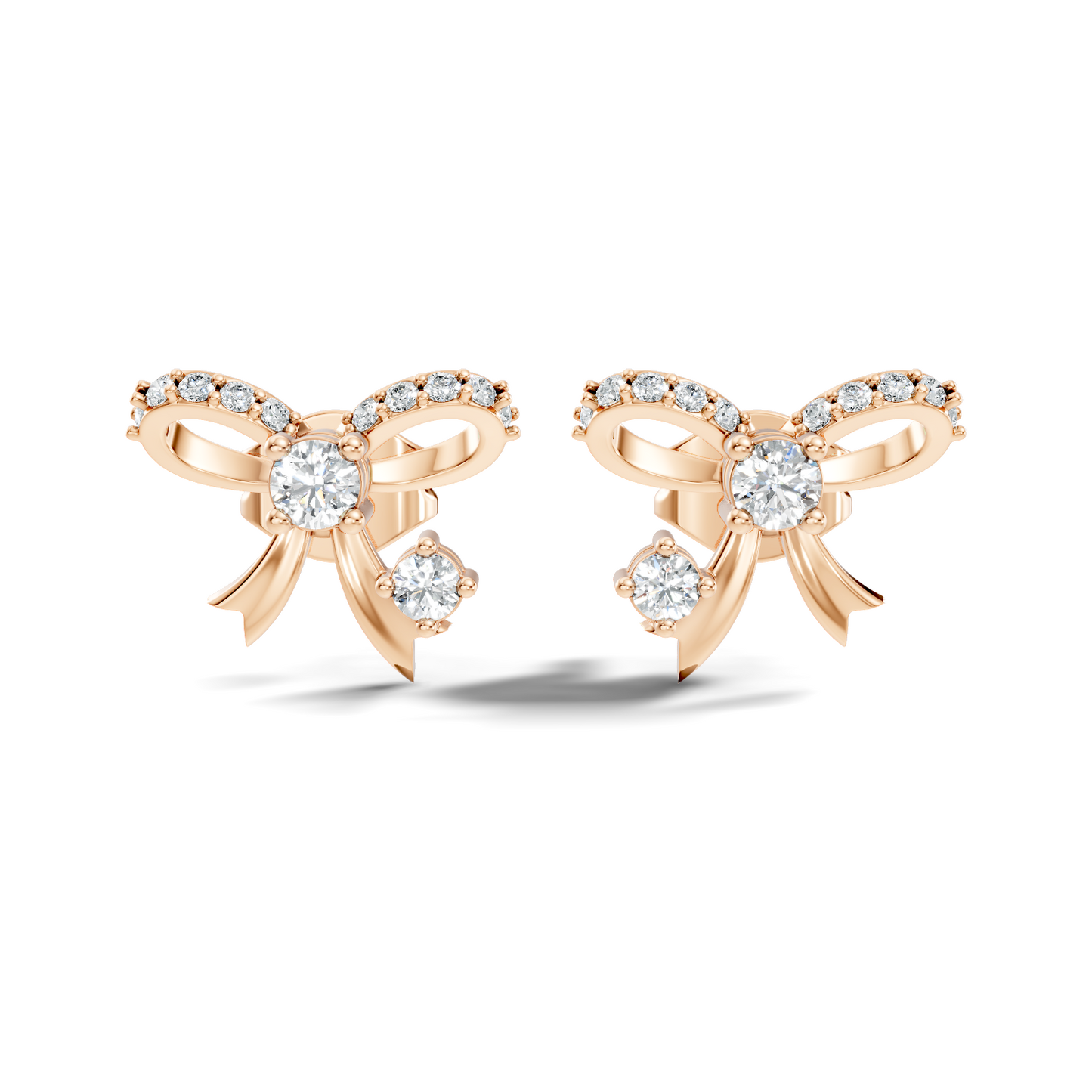 Elegance Round Shape Natural & Lab Grown Diamond Dazzling  Copy Ribbon Type Girl Diamond Earring - HIGHCARAT DIAMONDS