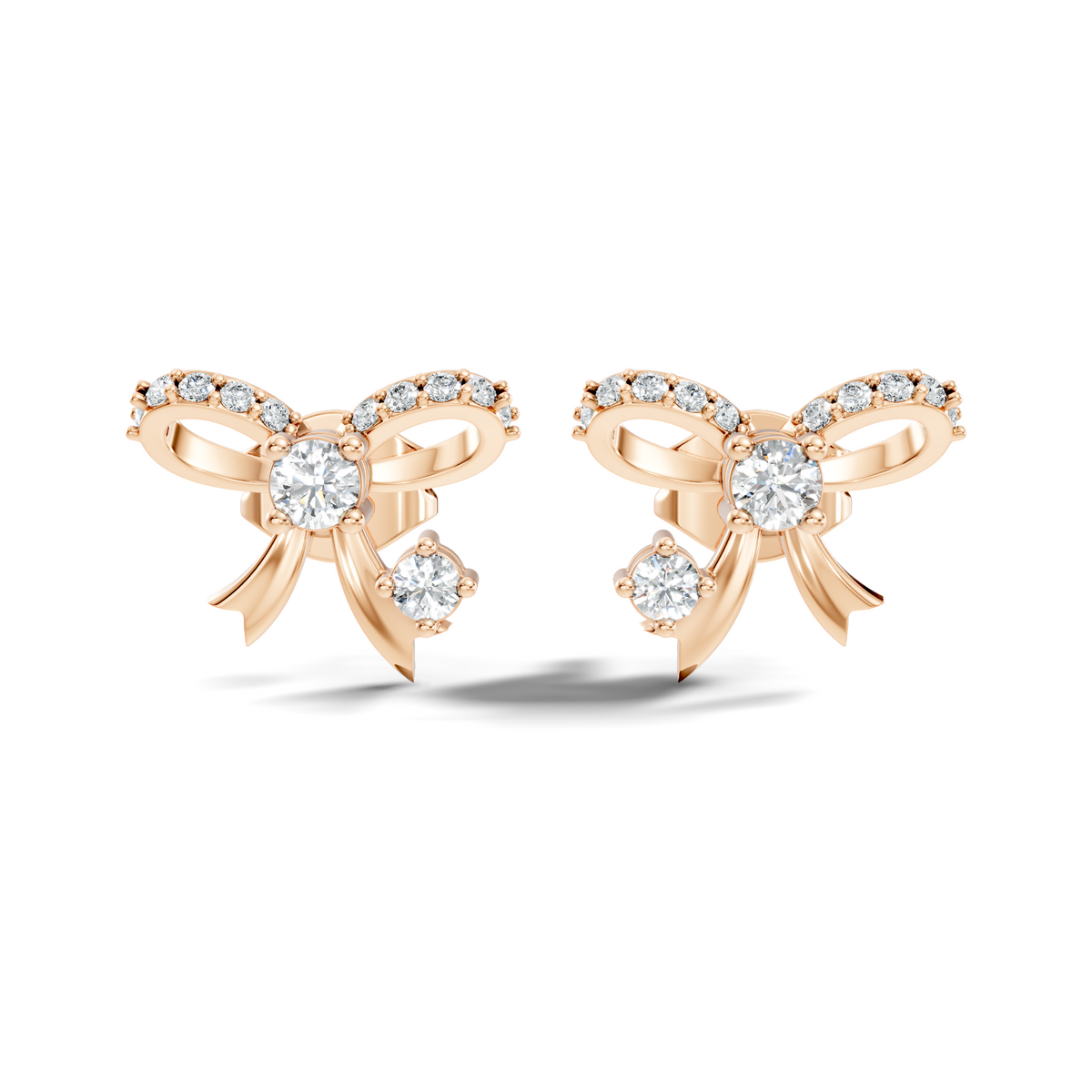 Elegance Round Shape Natural & Lab Grown Diamond Dazzling  Copy Ribbon Type Girl Diamond Earring - HIGHCARAT DIAMONDS