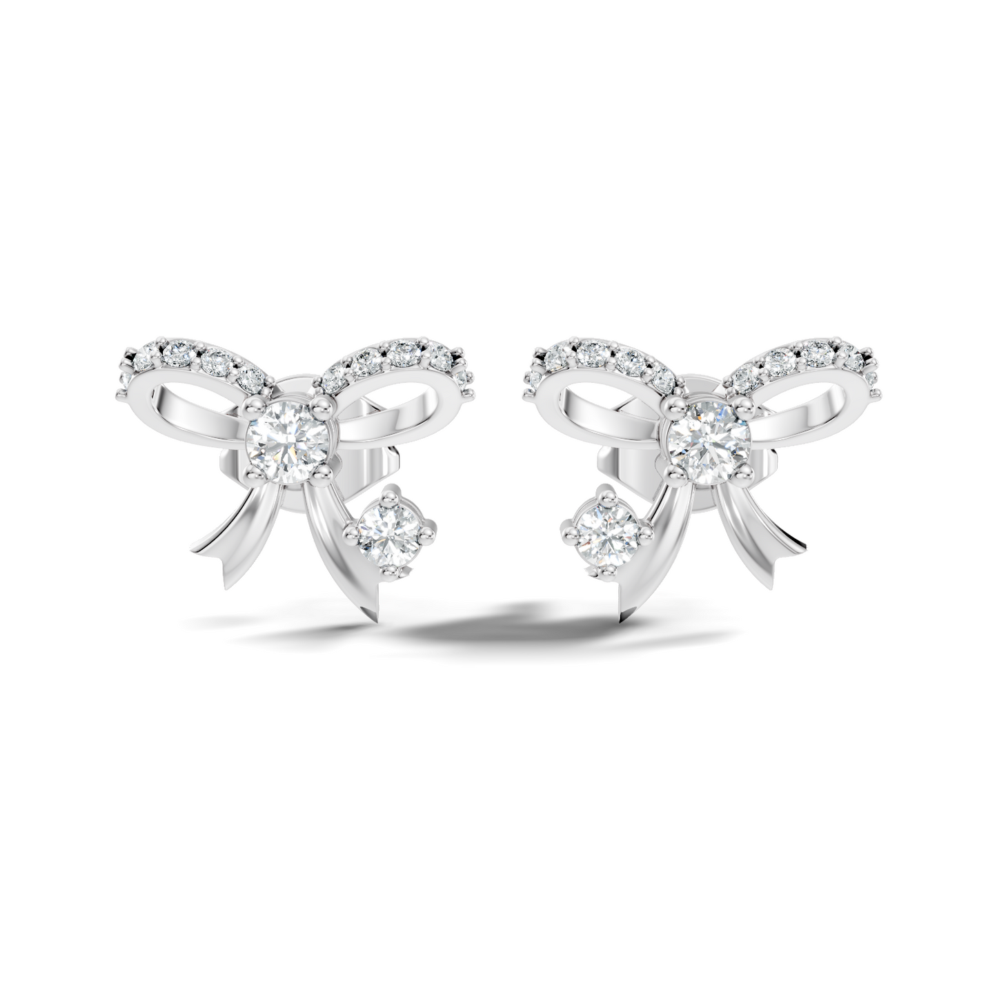Elegance Round Shape Natural & Lab Grown Diamond Dazzling  Copy Ribbon Type Girl Diamond Earring - HIGHCARAT DIAMONDS