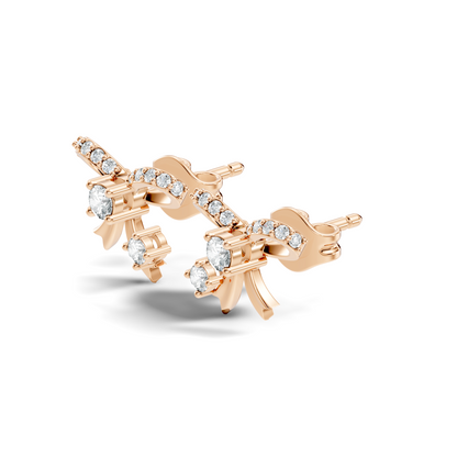 Elegance Round Shape Natural & Lab Grown Diamond Dazzling  Copy Ribbon Type Girl Diamond Earring - HIGHCARAT DIAMONDS