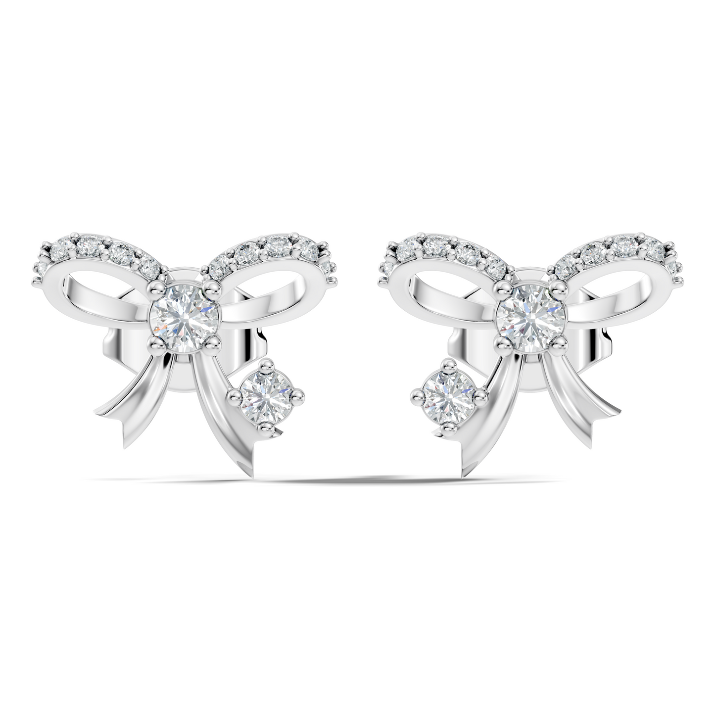 Elegance Round Shape Natural & Lab Grown Diamond Dazzling  Copy Ribbon Type Girl Diamond Earring - HIGHCARAT DIAMONDS