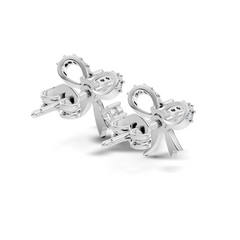 Elegance Round Shape Natural & Lab Grown Diamond Dazzling  Copy Ribbon Type Girl Diamond Earring - HIGHCARAT DIAMONDS