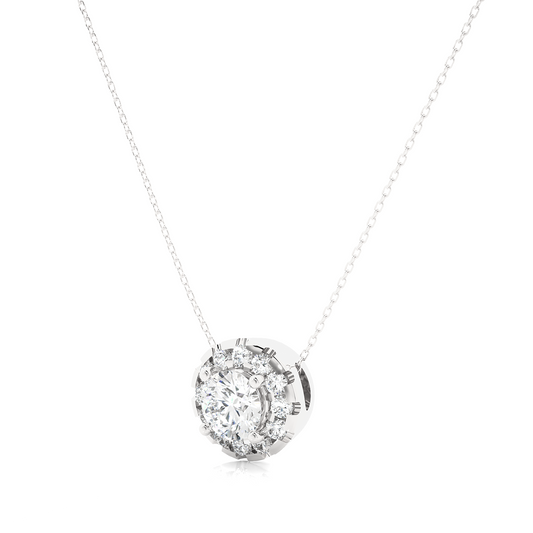 0.34 Carat Round Lab-Grown Diamond Halo pendants Shop elegant Pendant for women & exquisite gold pendant - HIGHCARAT DIAMONDS