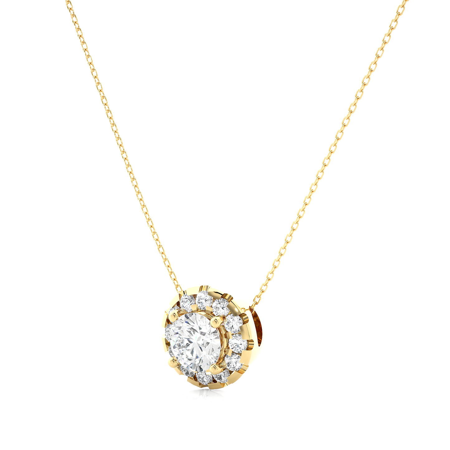 0.34 Carat Round Lab-Grown Diamond Halo pendants Shop elegant Pendant for women & exquisite gold pendant