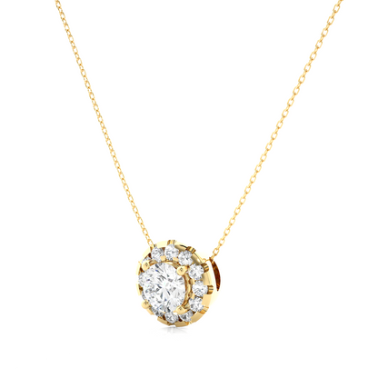 0.34 Carat Round Lab-Grown Diamond Halo pendants Shop elegant Pendant for women & exquisite gold pendant