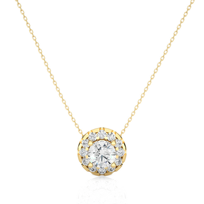 0.34 Carat Round Lab-Grown Diamond Halo pendants Shop elegant Pendant for women & exquisite gold pendant - HIGHCARAT DIAMONDS