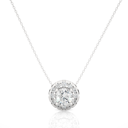 0.34 Carat Round Lab-Grown Diamond Halo pendants Shop elegant Pendant for women & exquisite gold pendant - HIGHCARAT DIAMONDS
