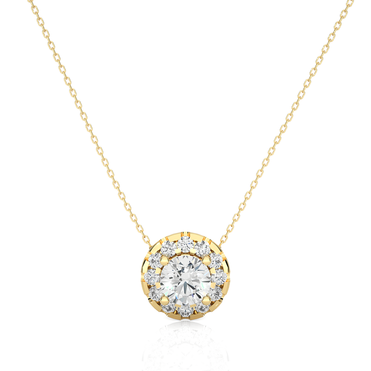 0.34 Carat Round Lab-Grown Diamond Halo pendants Shop elegant Pendant for women & exquisite gold pendant - HIGHCARAT DIAMONDS