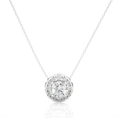 0.34 Carat Round Lab-Grown Diamond Halo pendants Shop elegant Pendant for women & exquisite gold pendant - HIGHCARAT DIAMONDS
