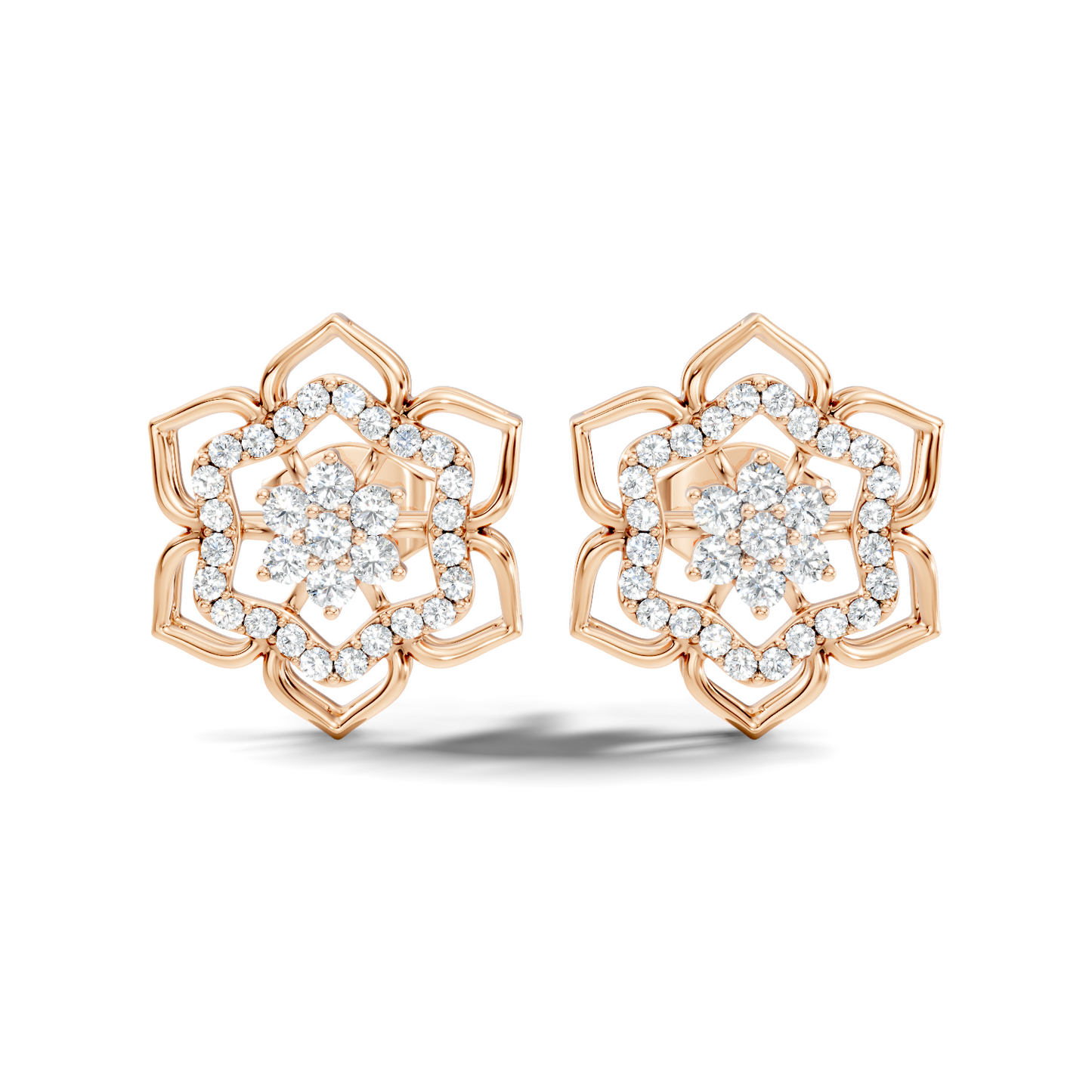 18k Solid Gold Natural & Lab Grown Round Shape Diamond New Classic Elegance Diamond Earrings For Women - HIGHCARAT DIAMONDS