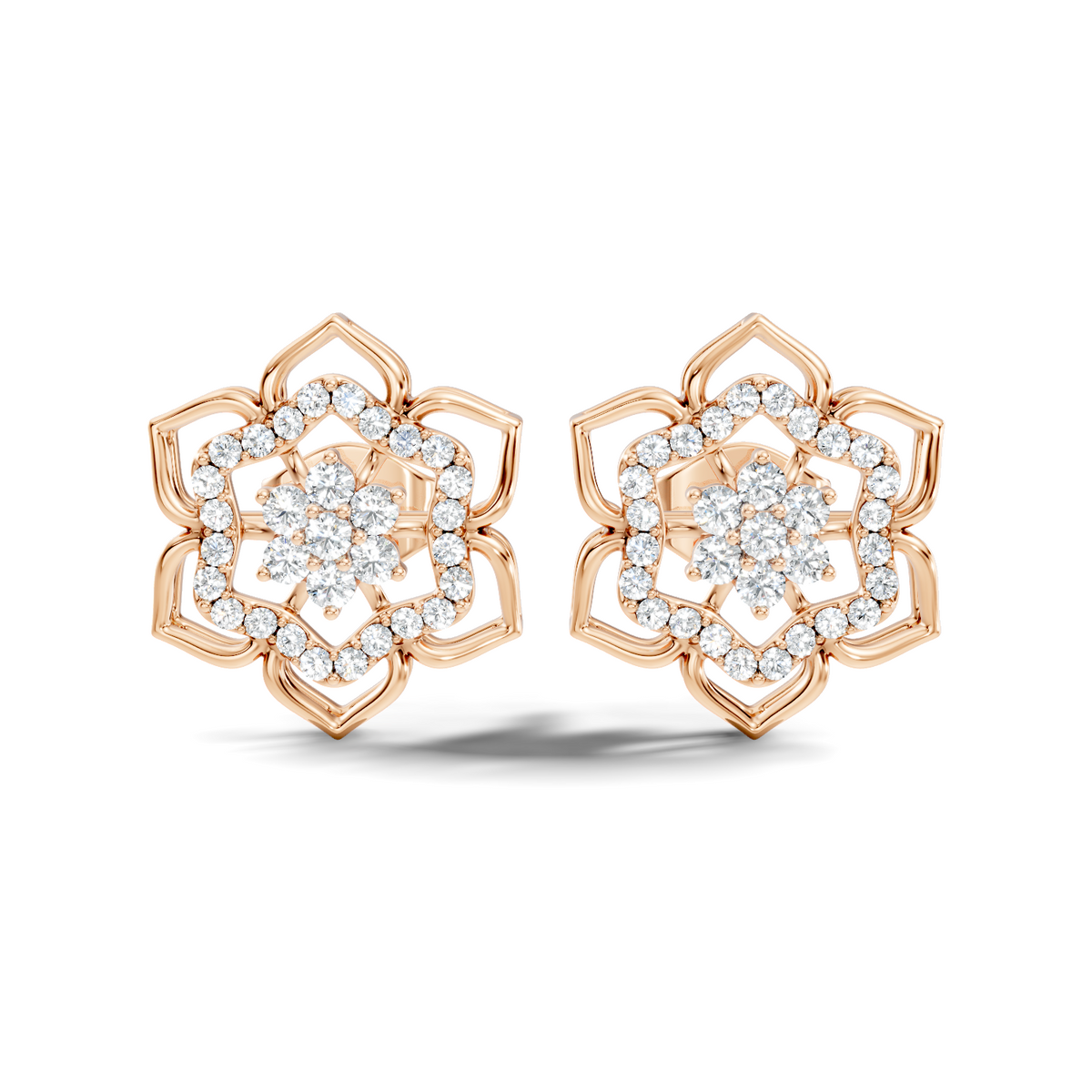 18k Solid Gold Natural & Lab Grown Round Shape Diamond New Classic Elegance Diamond Earrings For Women - HIGHCARAT DIAMONDS