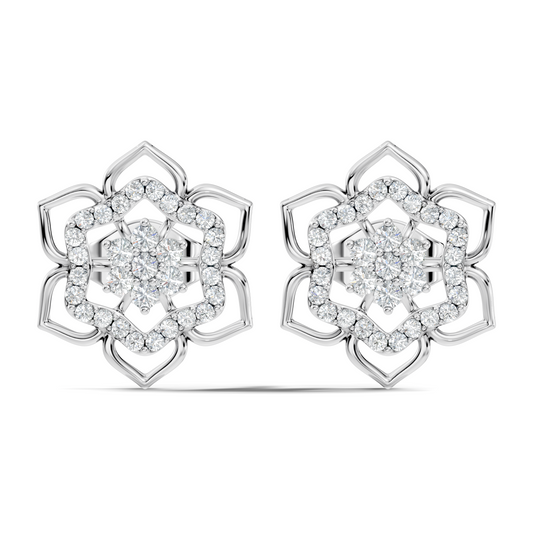 18k Solid Gold Natural & Lab Grown Round Shape Diamond New Classic Elegance Diamond Earrings For Women - HIGHCARAT DIAMONDS