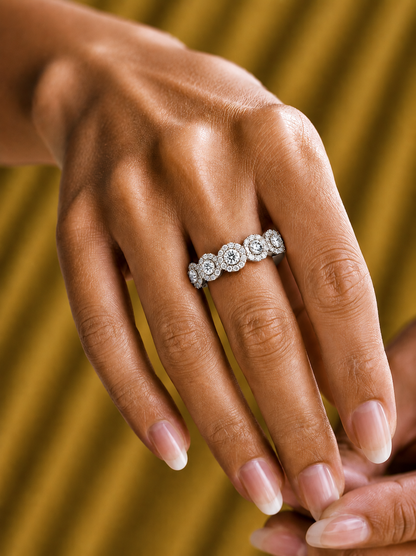 0.45 Carat Round Shaped Diamond Band Stunning Eternity Diamond Band Rings in 14K Solid Gold - HIGHCARAT DIAMONDS