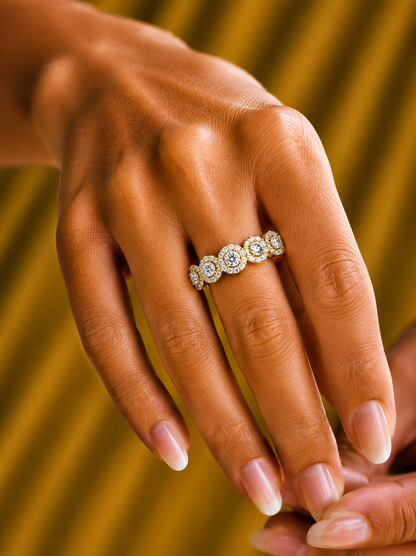 0.45 Carat Round Shaped Diamond Band Stunning Eternity Diamond Band Rings in 14K Solid Gold - HIGHCARAT DIAMONDS