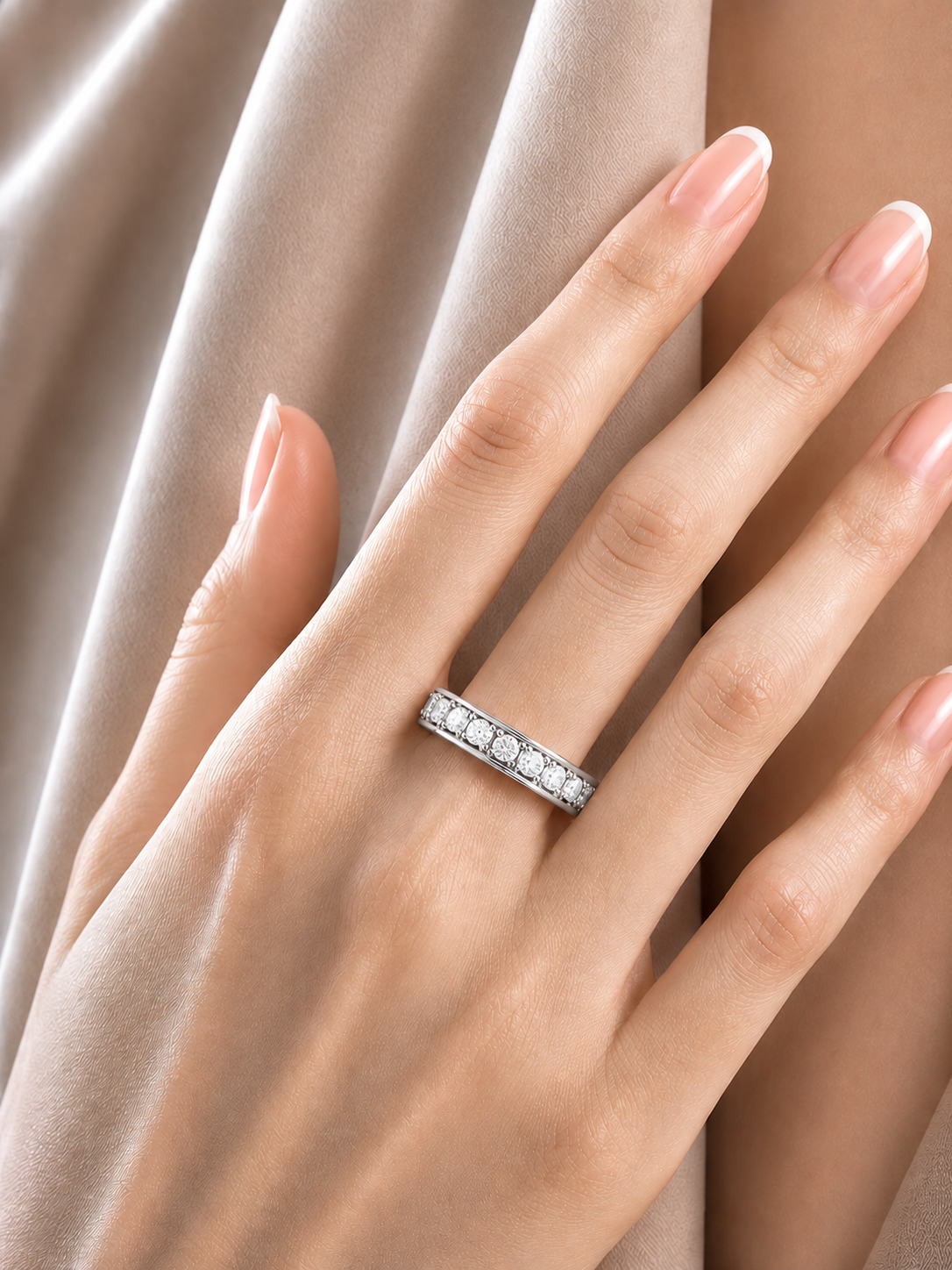 0.49 CT Round Diamond Channel Set Eternity Band Ring Special Anniversary Gift For Women's - HIGHCARAT DIAMONDS