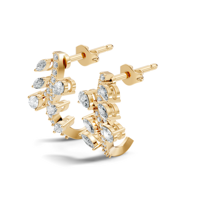 Unique Marquise Or Pear Shape Lab Grown & Natural Diamond 14K Solid Yellow Gold Elegance Vintage Affordable daily wearing earring for women's - HIGHCARAT DIAMONDS
