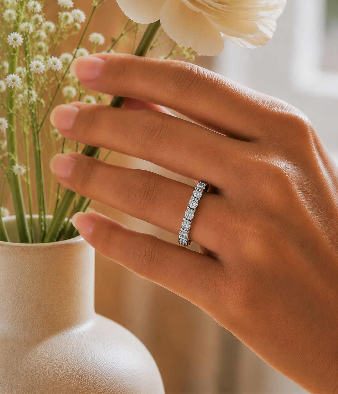 0.52 CT Elegant Diamond Eternity Wedding Band with Sustainable Labgrown Diamonds - HIGHCARAT DIAMONDS