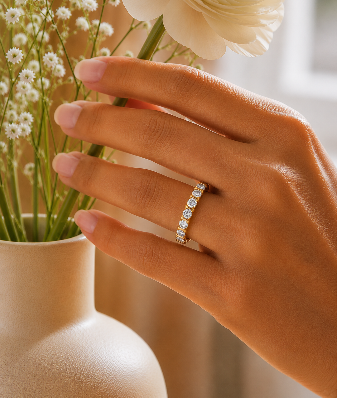0.52 CT Elegant Diamond Eternity Wedding Band with Sustainable Labgrown Diamonds - HIGHCARAT DIAMONDS