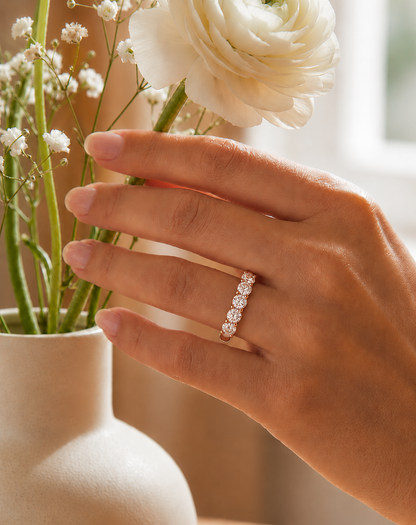Labgrown 0.52 CT Round Cut Diamond Band Half Eternity Engagement Band For Her - HIGHCARAT DIAMONDS