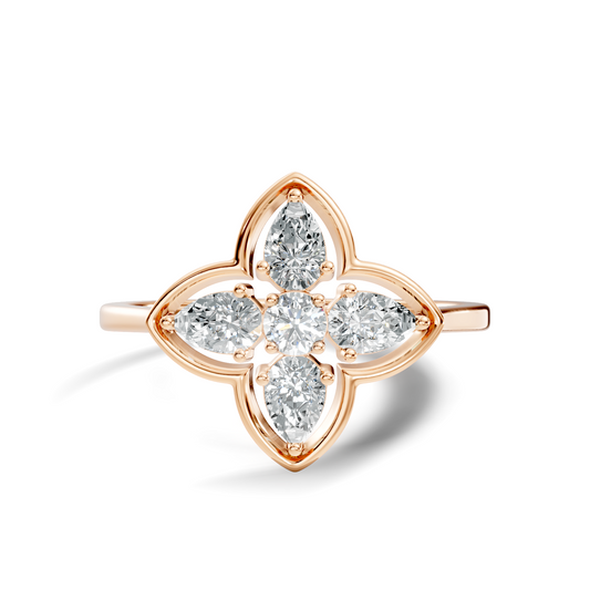 Pear and Round Cut High Quality Lab Grown Diamond Unique Art Deco Vintage Stacking Ring For Her - HIGHCARAT DIAMONDS