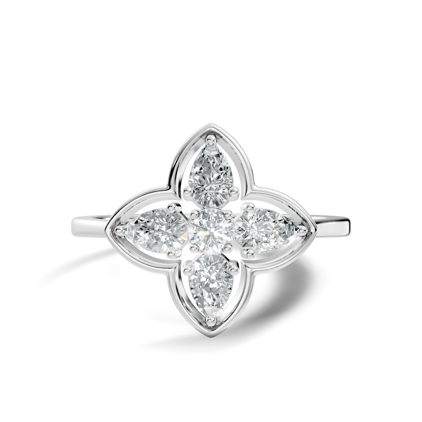 Pear and Round Cut High Quality Lab Grown Diamond Unique Art Deco Vintage Stacking Ring For Her - HIGHCARAT DIAMONDS