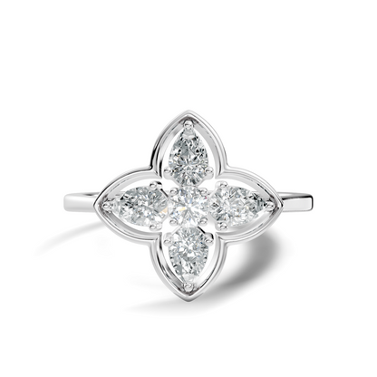 Pear and Round Cut High Quality Lab Grown Diamond Unique Art Deco Vintage Stacking Ring For Her - HIGHCARAT DIAMONDS