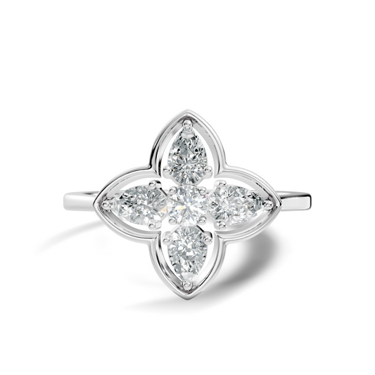 Pear and Round Cut High Quality Lab Grown Diamond Unique Art Deco Vintage Stacking Ring For Her - HIGHCARAT DIAMONDS