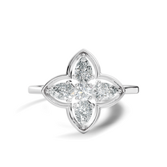 Pear and Round Cut High Quality Lab Grown Diamond Unique Art Deco Vintage Stacking Ring For Her - HIGHCARAT DIAMONDS
