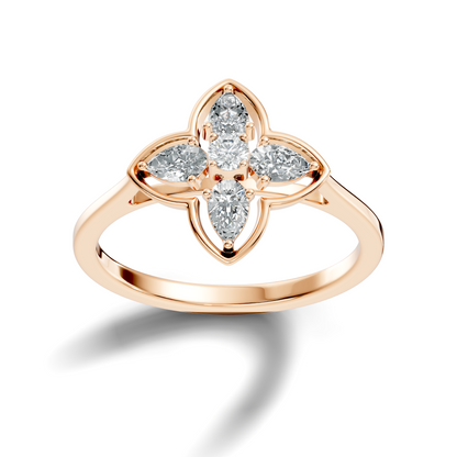 Pear and Round Cut High Quality Lab Grown Diamond Unique Art Deco Vintage Stacking Ring For Her - HIGHCARAT DIAMONDS