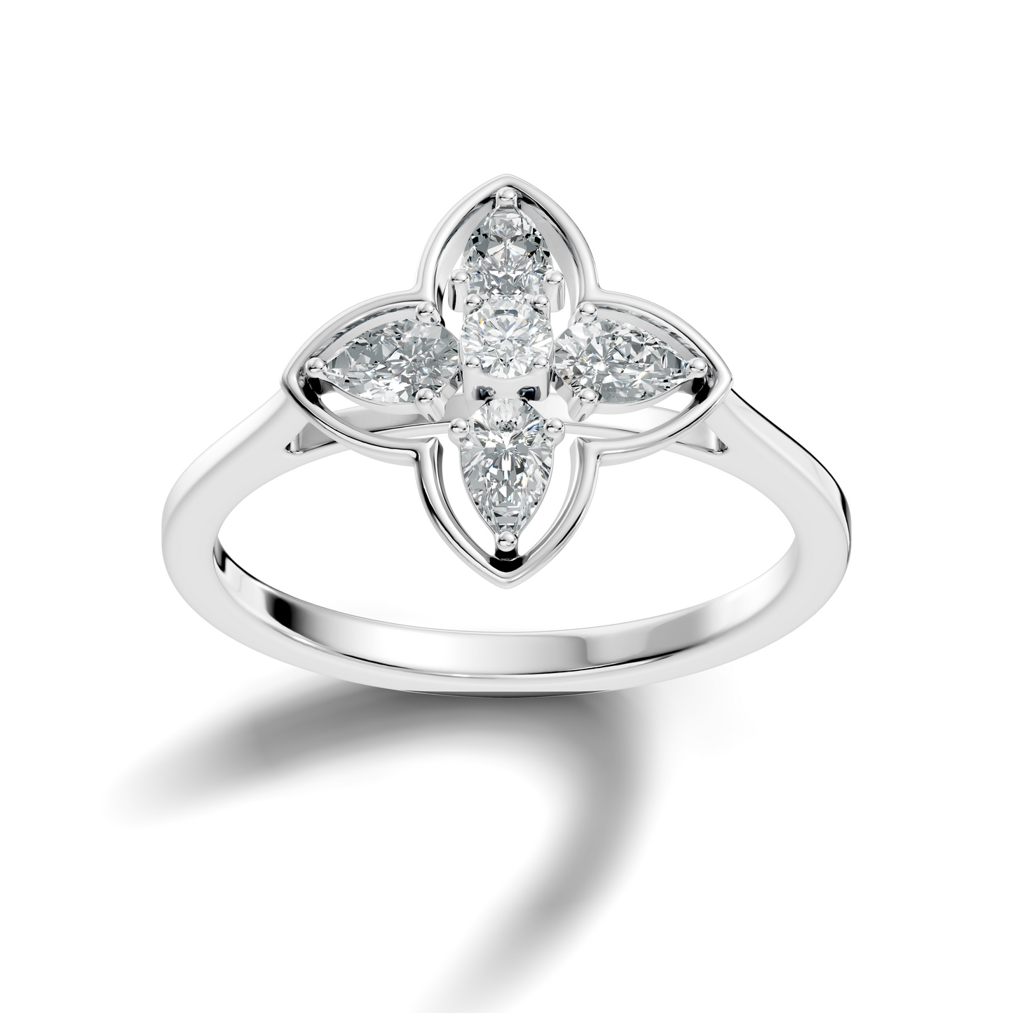 Pear and Round Cut High Quality Lab Grown Diamond Unique Art Deco Vintage Stacking Ring For Her - HIGHCARAT DIAMONDS