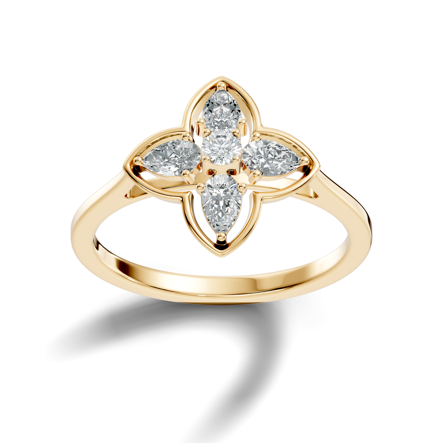 Pear and Round Cut High Quality Lab Grown Diamond Unique Art Deco Vintage Stacking Ring For Her - HIGHCARAT DIAMONDS