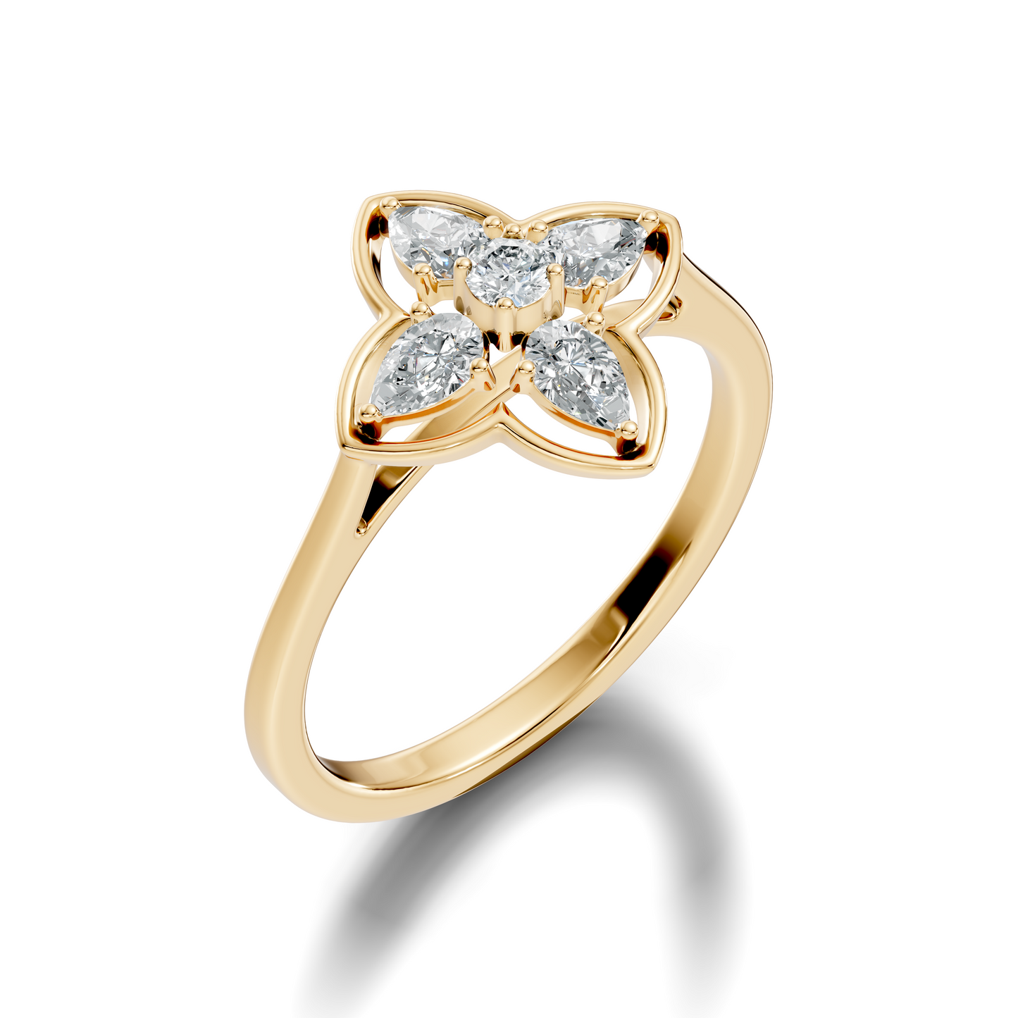 Pear and Round Cut High Quality Lab Grown Diamond Unique Art Deco Vintage Stacking Ring For Her - HIGHCARAT DIAMONDS
