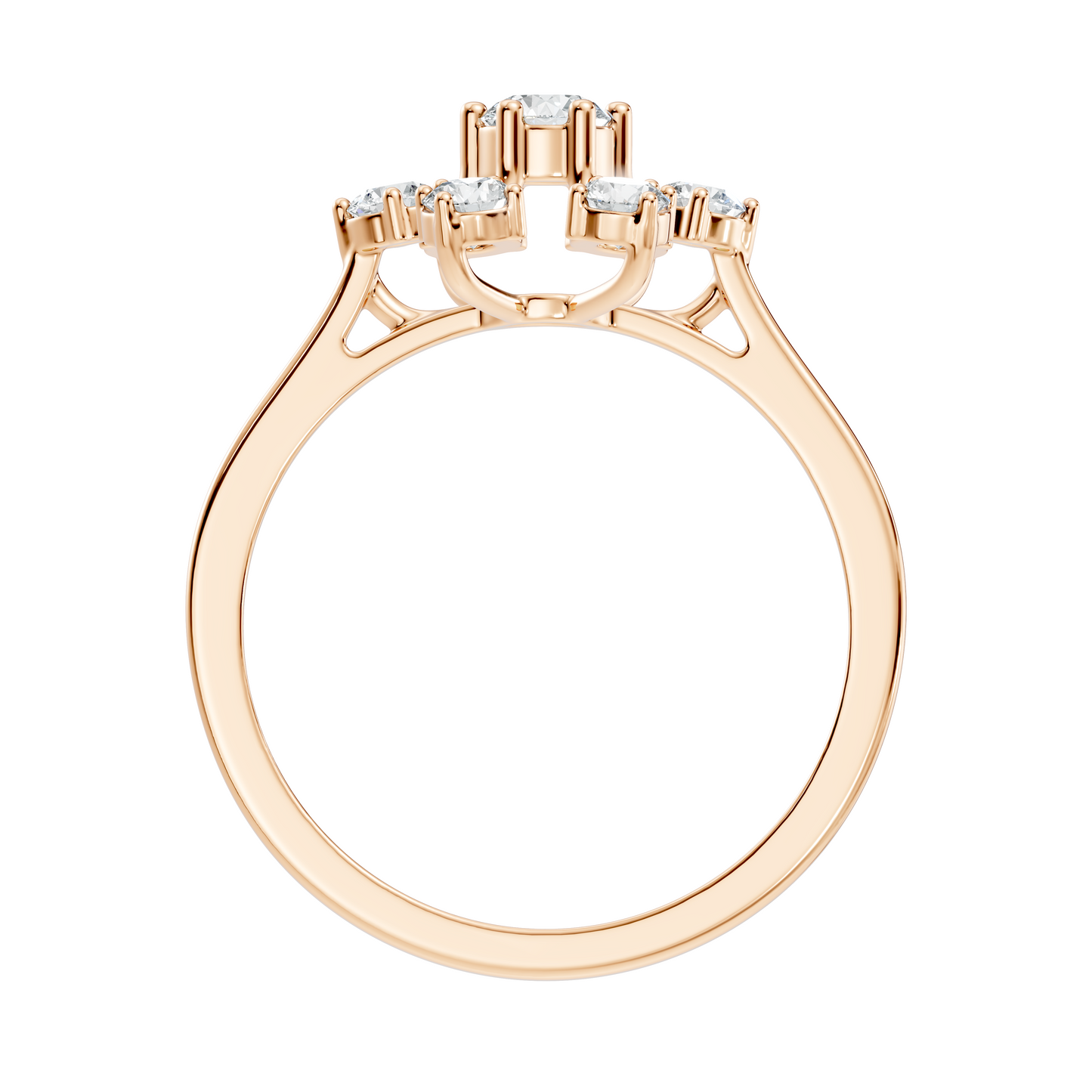 Round Cut Lab Grown Diamond Unique Flower Shape Dainty Stackable Party Wear Ring For Her - HIGHCARAT DIAMONDS