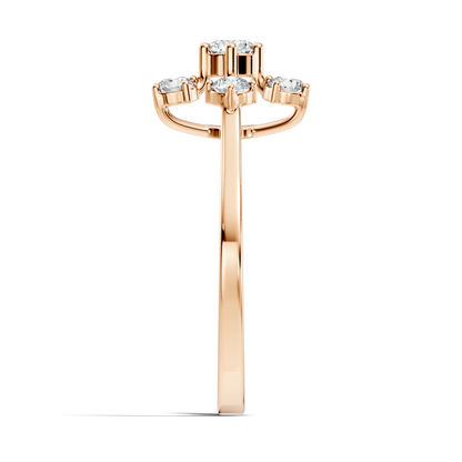 Round Cut Lab Grown Diamond Unique Flower Shape Dainty Stackable Party Wear Ring For Her - HIGHCARAT DIAMONDS