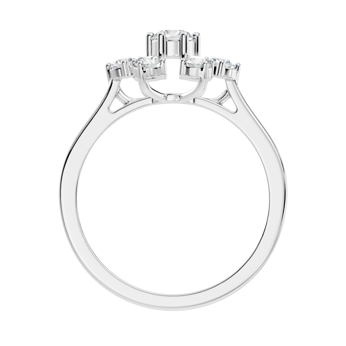 Round Cut Lab Grown Diamond Unique Flower Shape Dainty Stackable Party Wear Ring For Her - HIGHCARAT DIAMONDS