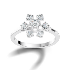 Round Cut Lab Grown Diamond Unique Flower Shape Dainty Stackable Party Wear Ring For Her - HIGHCARAT DIAMONDS