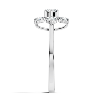 Round Cut Lab Grown Diamond Unique Flower Shape Dainty Stackable Party Wear Ring For Her - HIGHCARAT DIAMONDS