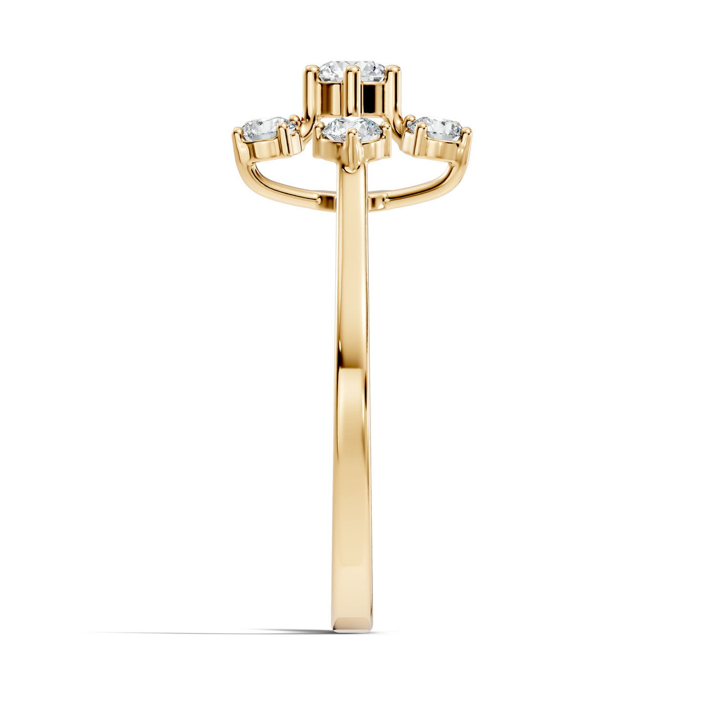 Round Cut Lab Grown Diamond Unique Flower Shape Dainty Stackable Party Wear Ring For Her - HIGHCARAT DIAMONDS