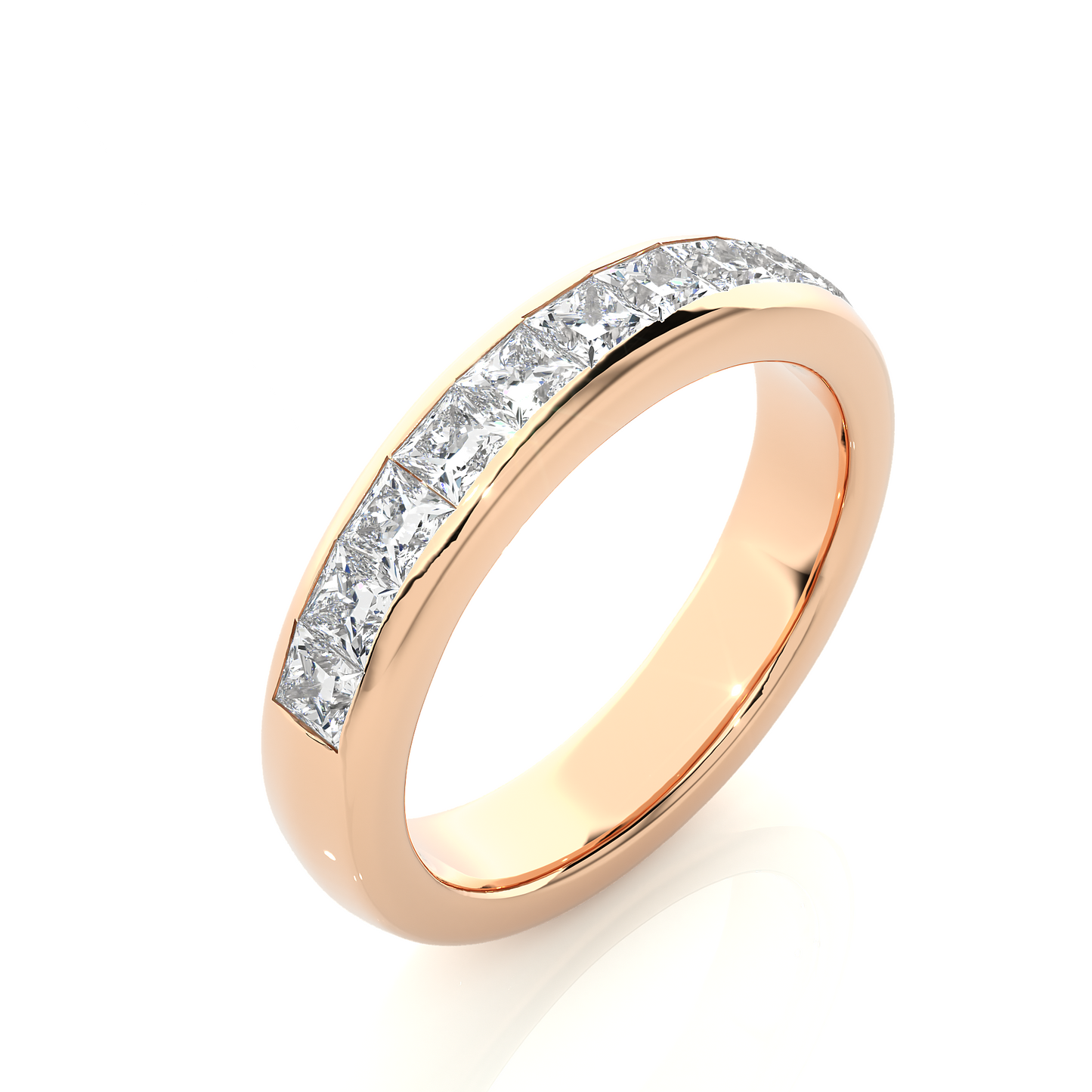 0.55 CT Princess Cut Diamond Eternity Band Ring in 18KT Solid Gold Wedding Jewelry - HIGHCARAT DIAMONDS