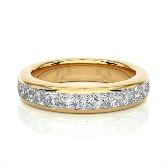 0.55 CT Princess Cut Diamond Eternity Band Ring in 18KT Solid Gold Wedding Jewelry - HIGHCARAT DIAMONDS