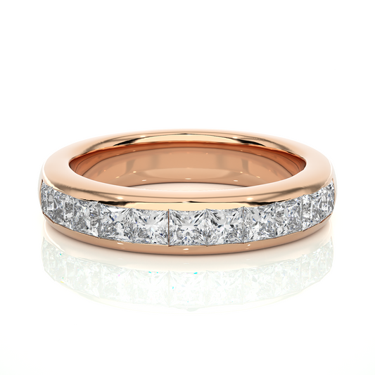 0.55 CT Princess Cut Diamond Eternity Band Ring in 18KT Solid Gold Wedding Jewelry - HIGHCARAT DIAMONDS