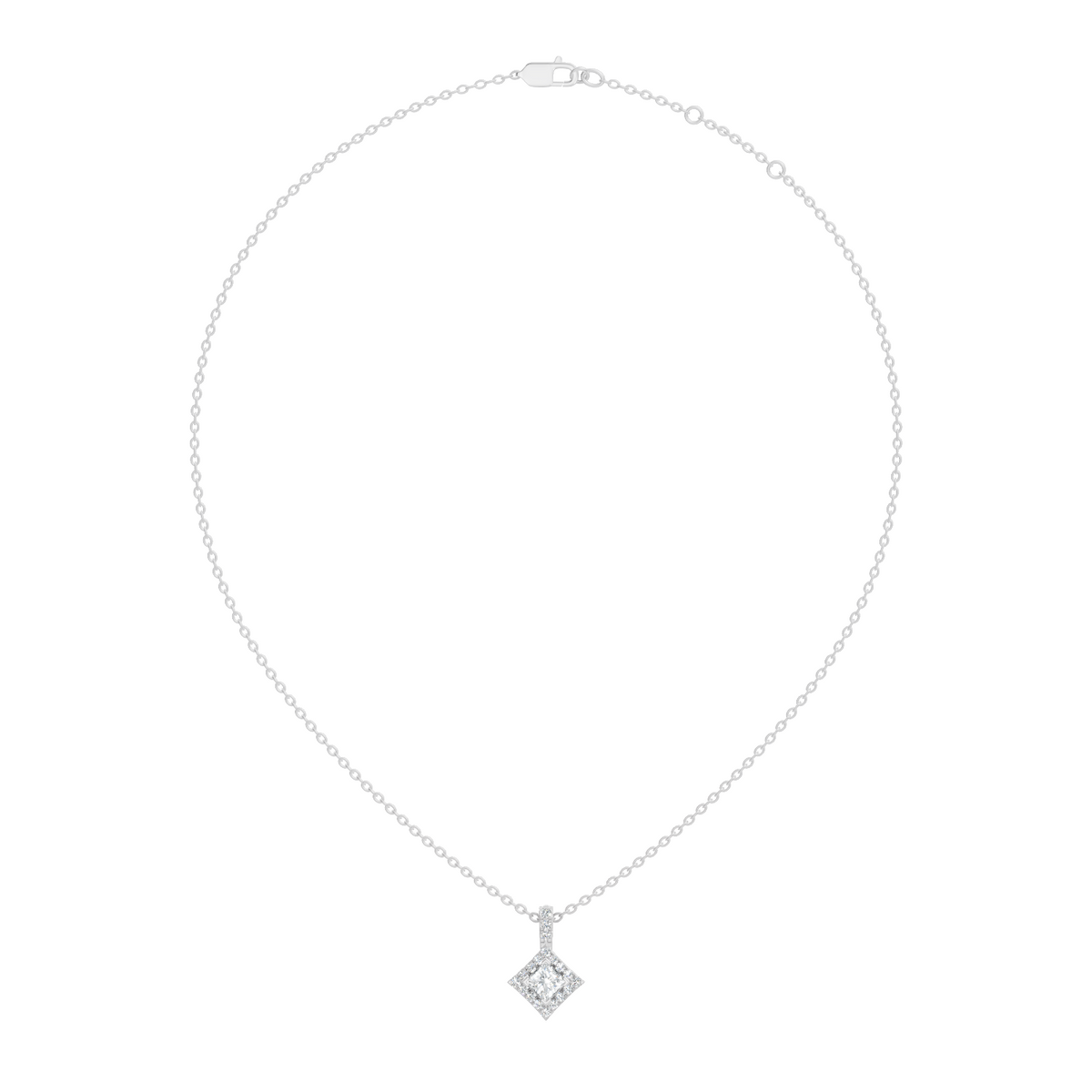0.61 Carat Princess Cut Diamond Halo Pendant in 14K Yellow Gold for Her - HIGHCARAT DIAMONDS
