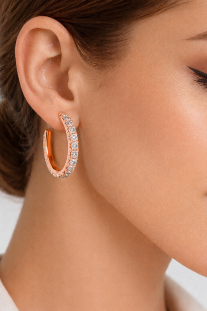 0.70 CT Round Cut Dainty Diamond Huggie Earrings Perfect Gift For Her - HIGHCARAT DIAMONDS #wearthelook