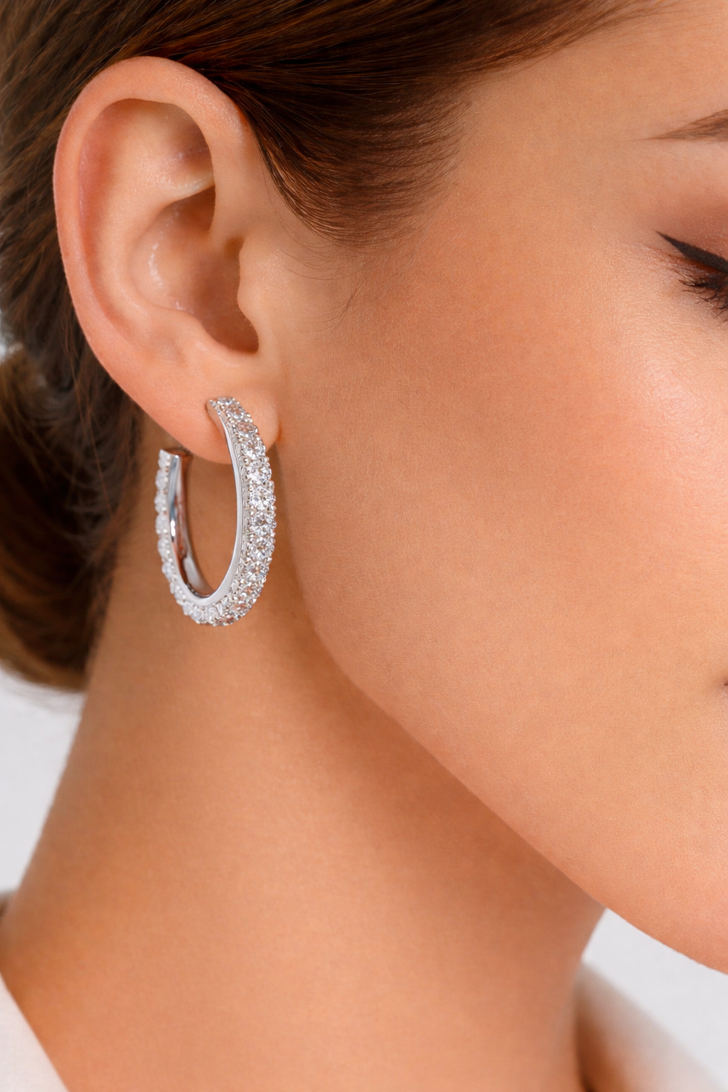 0.70 CT Round Cut Dainty Diamond Huggie Earrings Perfect Gift For Her - HIGHCARAT DIAMONDS #wearthelook