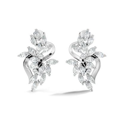 Unique Marquise And Round Cut Diamond Stud  Earring Vintage Antique Affordable Stud Earring Gift For Women's In 14K Solid Gold - HIGHCARAT DIAMONDS