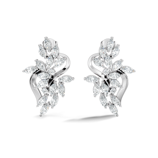 Unique Marquise And Round Cut Diamond Stud  Earring Vintage Antique Affordable Stud Earring Gift For Women's In 14K Solid Gold - HIGHCARAT DIAMONDS
