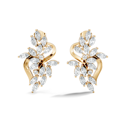 Unique Marquise And Round Cut Diamond Stud  Earring Vintage Antique Affordable Stud Earring Gift For Women's In 14K Solid Gold - HIGHCARAT DIAMONDS