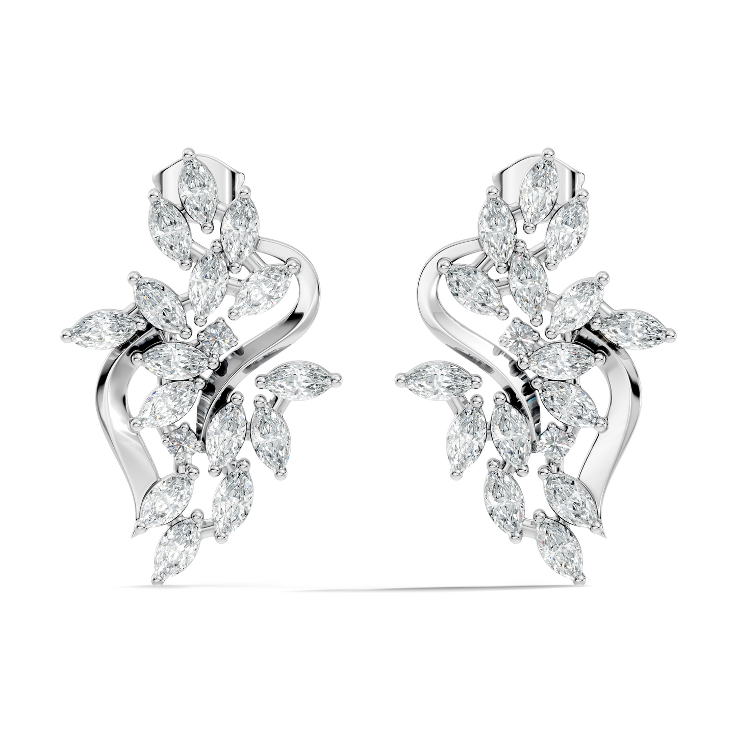 Unique Marquise And Round Cut Diamond Stud  Earring Vintage Antique Affordable Stud Earring Gift For Women's In 14K Solid Gold - HIGHCARAT DIAMONDS