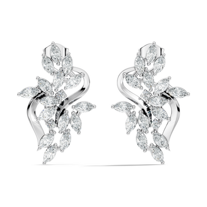 Unique Marquise And Round Cut Diamond Stud  Earring Vintage Antique Affordable Stud Earring Gift For Women's In 14K Solid Gold - HIGHCARAT DIAMONDS